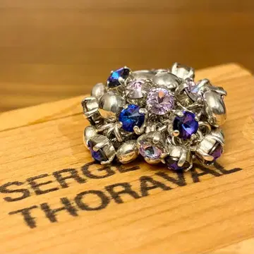 SERGE THORAVAL 짜임 블루 x 퍼플 실버 반지