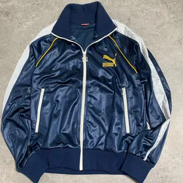 PUMA 푸마 트랙 자켓 일본제 광택 네이비 자수 로고 저지