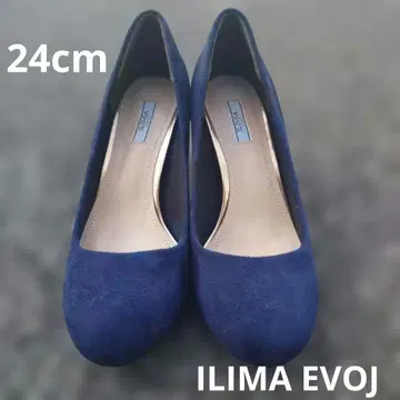 ILIMA EVOJ 네이비 스웨이드 느낌 펌프스 24cm 펄 장식