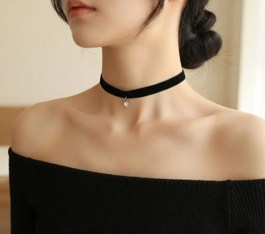 큐빅 펜던트 벨벳 초커 목걸이 / 댄스부 섹시 댄스 공연 의상 소품