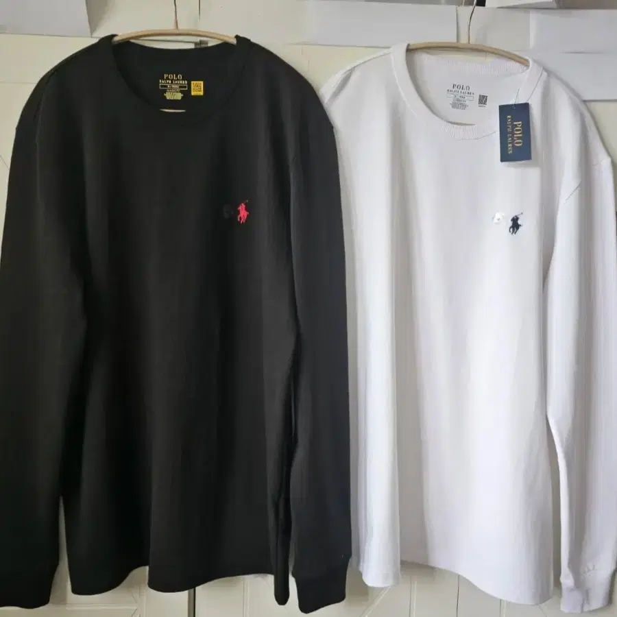 정품/폴로 랄프로렌 롱슬리브 블랙/화이트 /L/XL