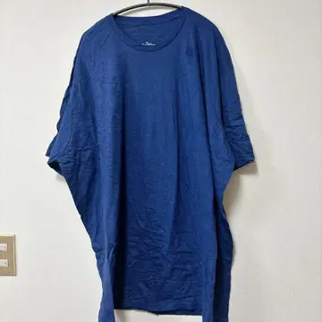 티셔츠 크루넥 반팔 무지 4XL 남색 면 데일리