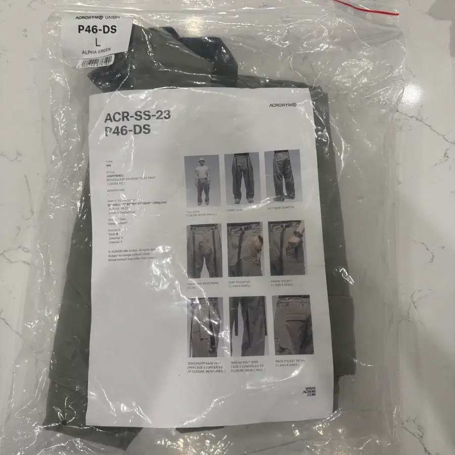 [미시착 새상품] 아크로님 ACRONYM P46-DS 알파그린 L (23SS) 판매합니다