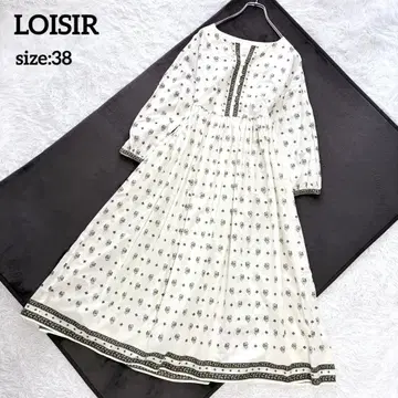 LOISIR 코튼 롱 원피스 인도산 아이보리 플라워 올 패턴 38