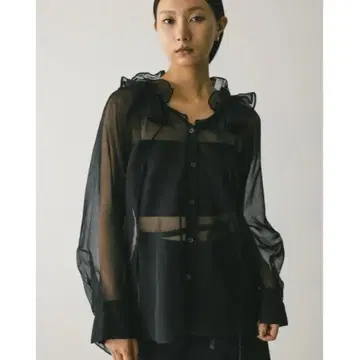 stylemixer 프릴 칼라 시어 셔츠 블랙