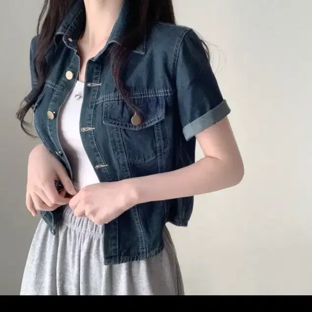 반팔 청자켓