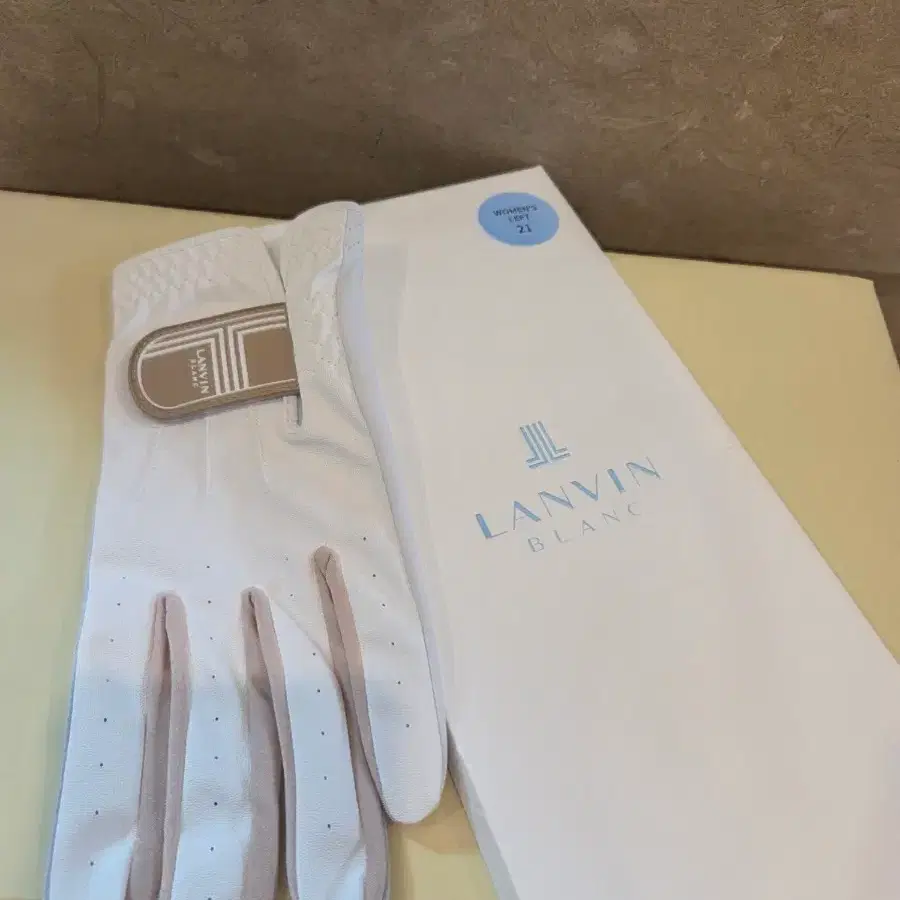 랑방 블랑 양피 골프 왼손장갑 화이트베이지