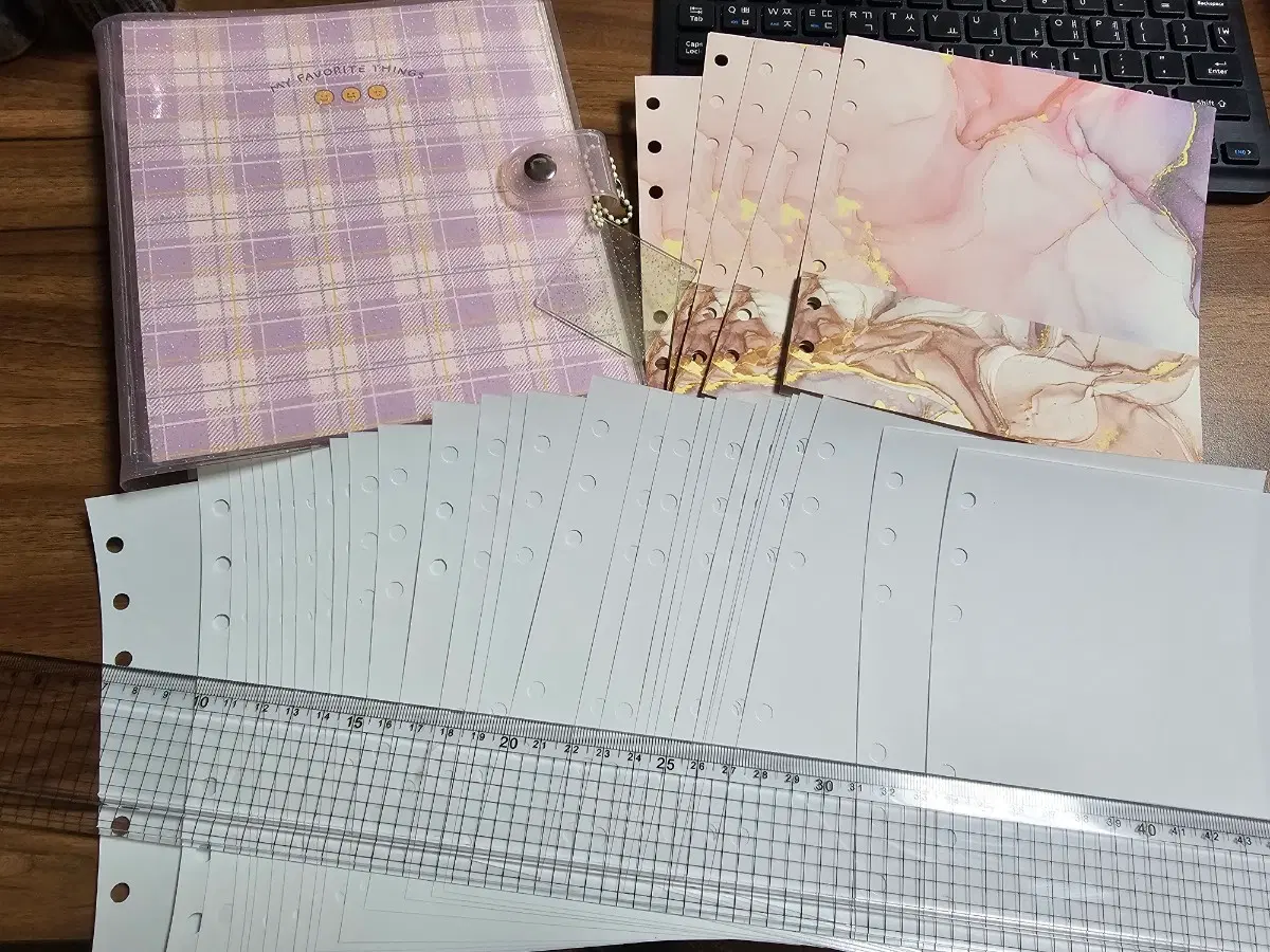 A6와이드바인더 양면이형지 플립북 키링 세트