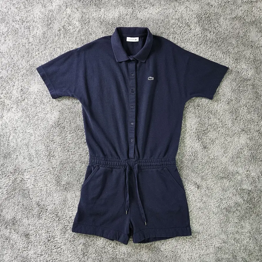 LACOSTE 네이비 반팔 롬퍼