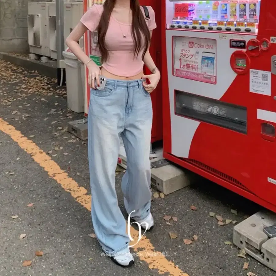 홀리 made 라이트 썸머 후들 와이드 데님팬츠