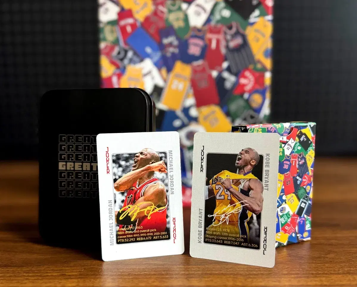 NBA 농구 선수 레전드 컬렉션 포커 카드&카드 선물용 세트 - 케이스+종이백