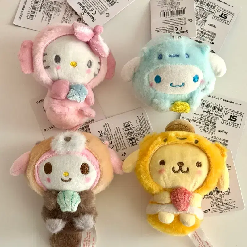 산리오 아쿠아리움 인형 키링 4종 일괄 세트