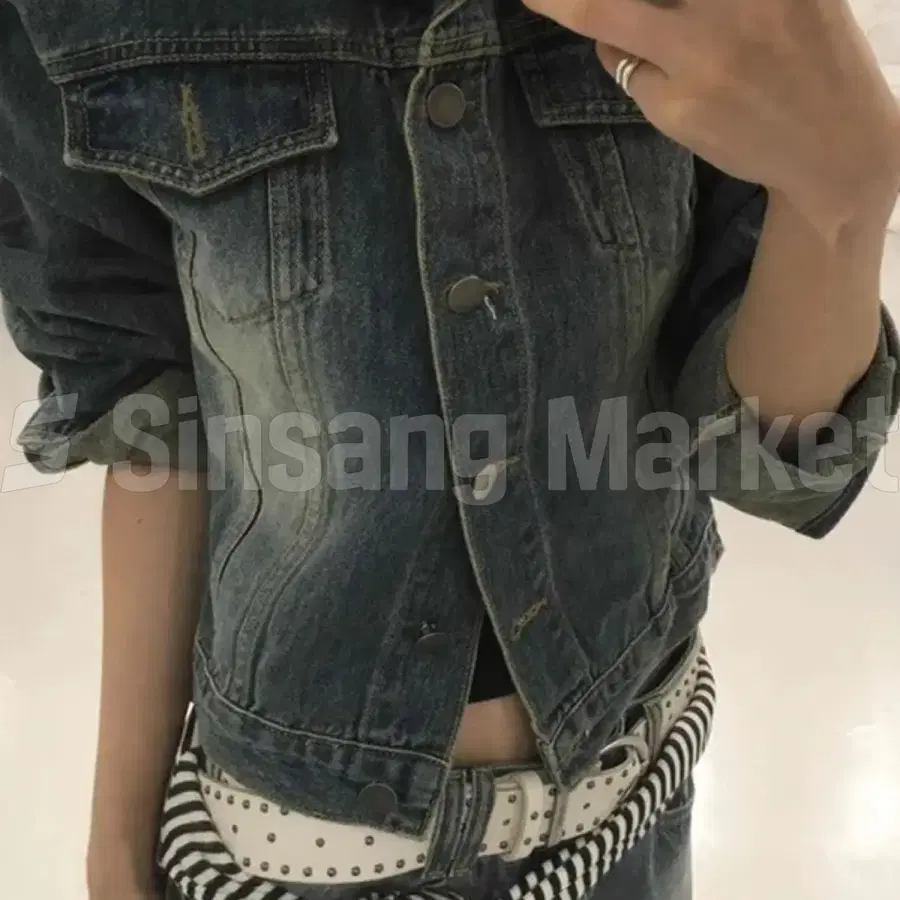 [빠른발송] 빈티지 워싱 크롭 데님 자켓 y2k 스트릿 힙