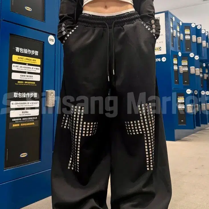 [빠른발송] 십자가 스터드 추리닝 팬츠 유니크 빈티지 스트릿 힙 y2k