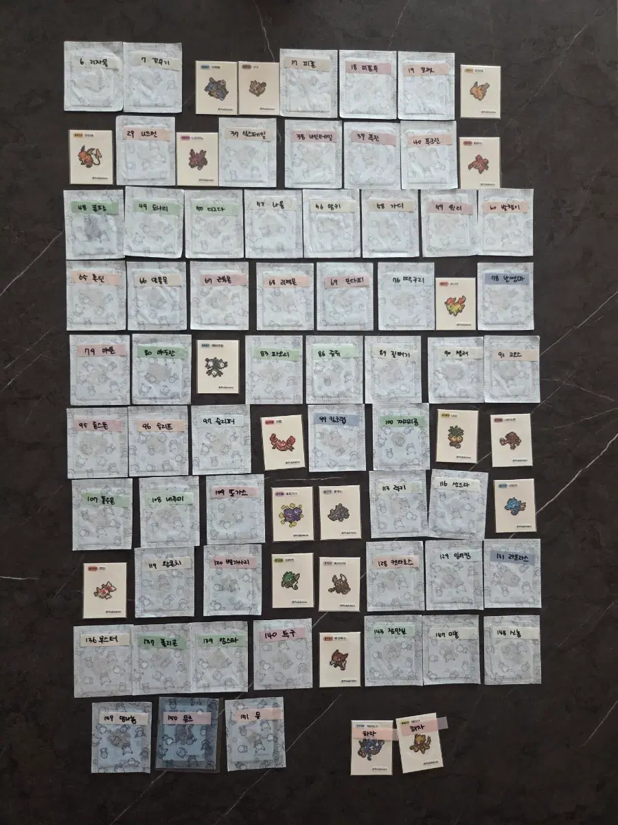 포켓몬 픽셀 띠부씰 75종 +하자2종 일괄