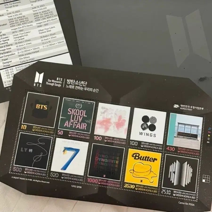 BTS 방탄소년단 [우표첩]기념우표+기념우표패킷