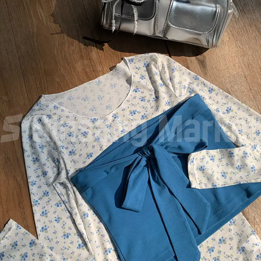 [빠른발송] 모리걸 매쉬잔꽃 긴팔 탑세트