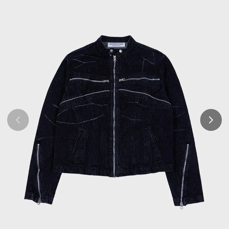 더뮤지엄비지터 DENIM ZIPPER BIKER JACKET (BLACK) L사이즈