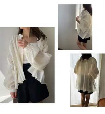 Plage cotton candy 블라우스 시어 긴팔 화이트
