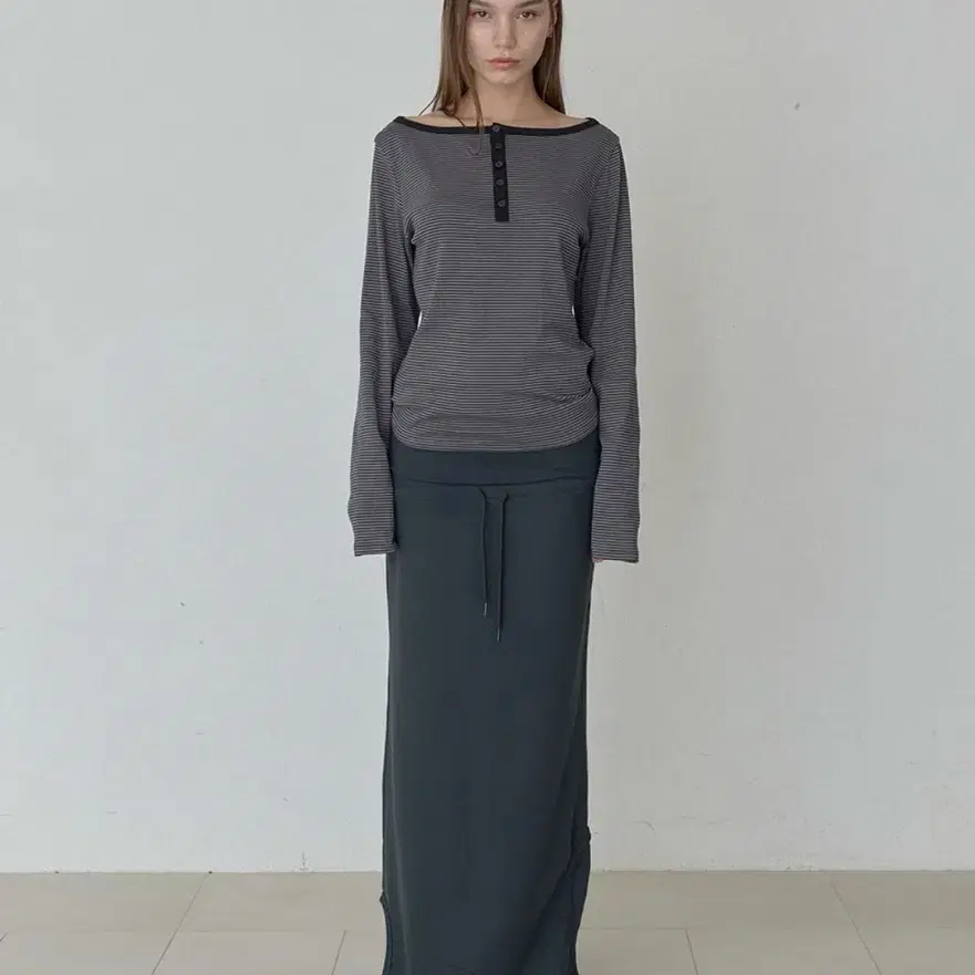 오데스 FOLD OVER JERSEY SKIRTS - CHARCOAL 새상품