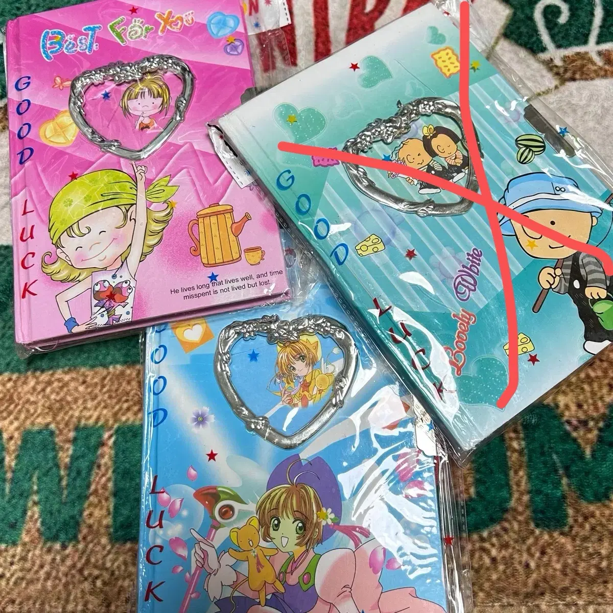 고전문구 빈티지 캐릭터 일러스트 비밀 양장 다이어리 노트