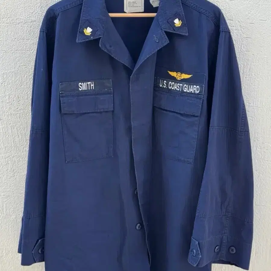 90s 미 해안경비대(USCG) 립스탑 블루 셔츠