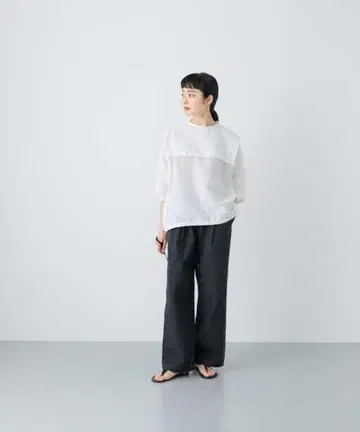 카구레 빅칼라 2way 블라우스 린넨 블라우스 화이트