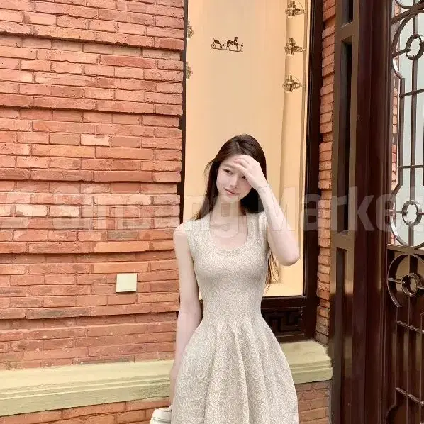 [빠른발송] 문양 니트 원피스