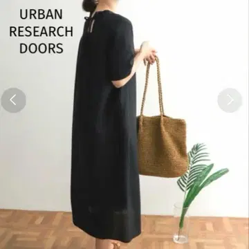 URBAN RESEARCH 린넨 코튼 백리본 원피스 블랙