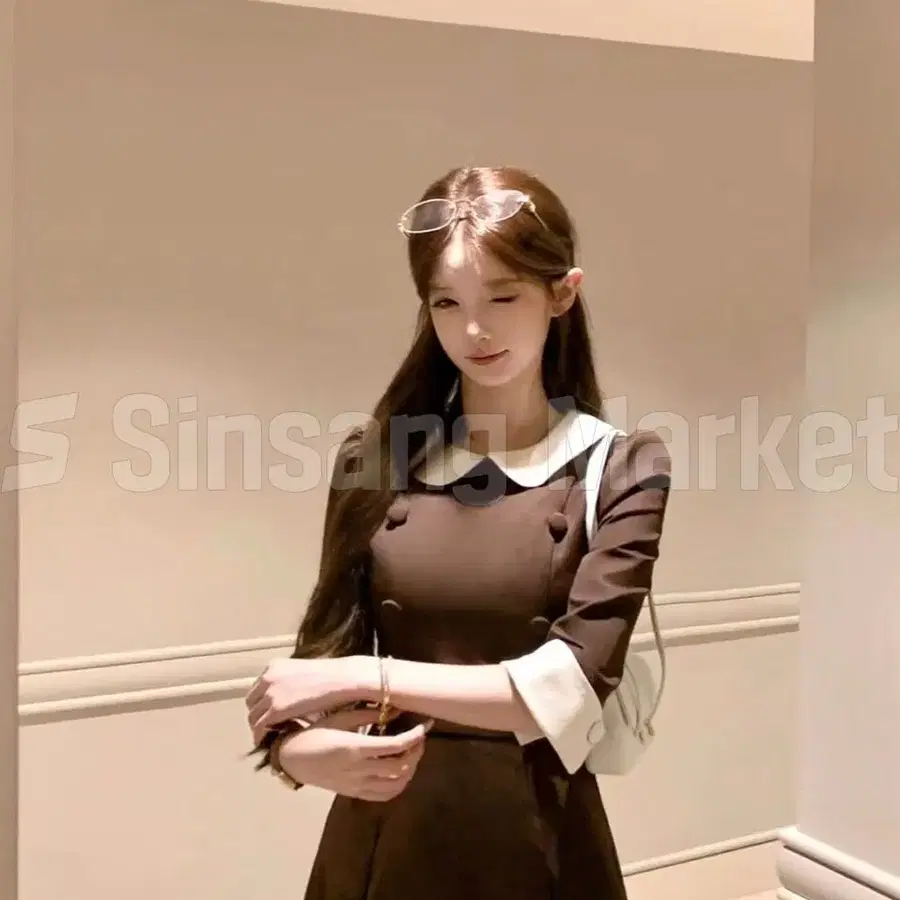[빠른발송] 배색 더블 원피스 민소매 반팔
