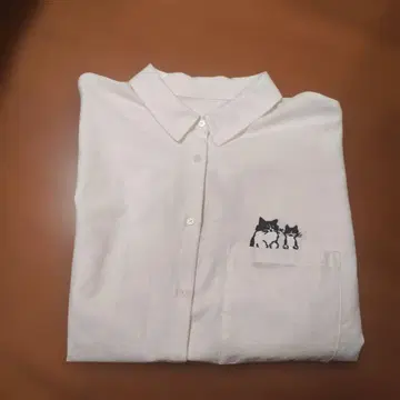 meeny miny x CAT&BAKES 9456 콜라보 긴팔 셔츠 고양이 화이트
