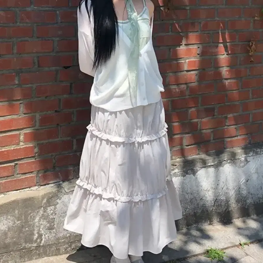 카모메산장 모리걸 빈티지 3pc 스커트 스카프 가디건 세트 팝니다!