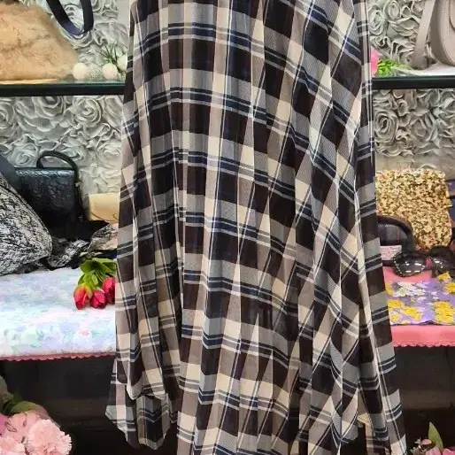 JEANASIS 지나시스 체크 플리츠 롱스커트 55 66 77 프리사이즈