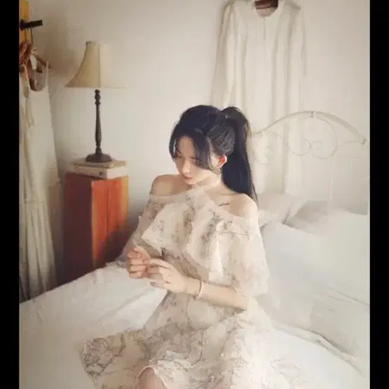 오프숄더 쉬폰 원피스