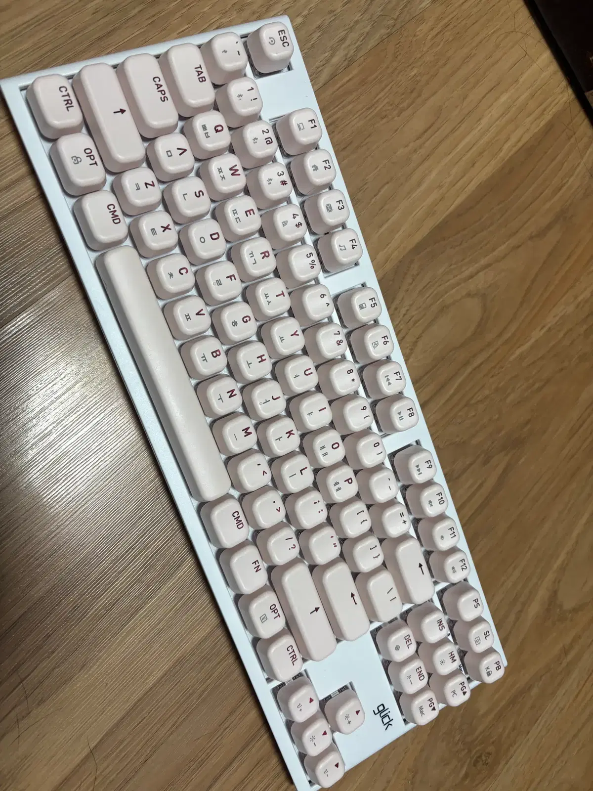 지클릭커 몽땅연필 SP-87K 무선 기계식 키보드 베이비핑크