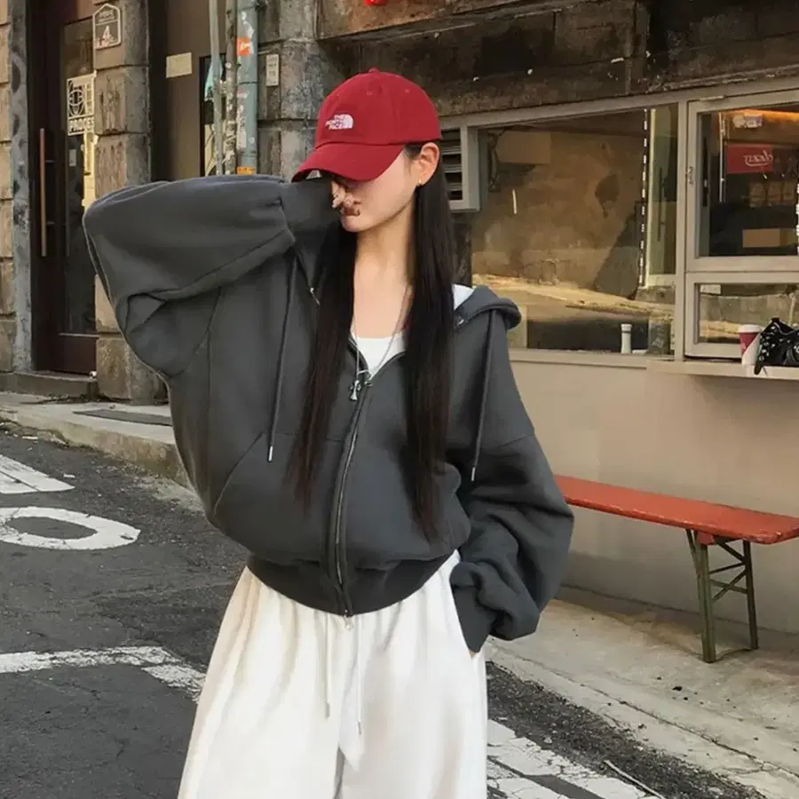 베이델리 노아 루즈핏 투웨이 후드집업 차콜