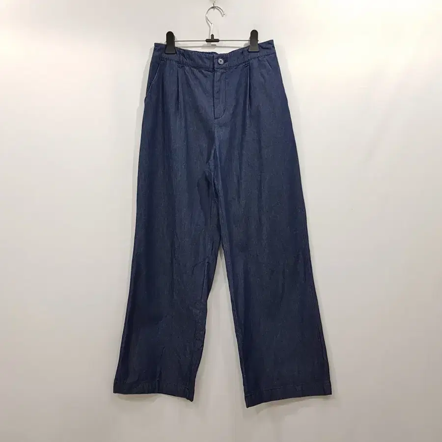 R1027 JPN 빈티지 핀턱 진청 데님 와이드 청바지 여M