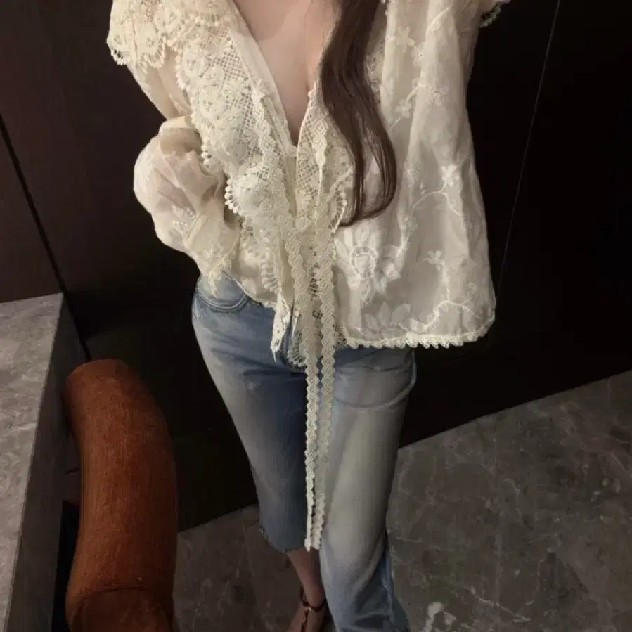 세일러 보헤미안 자수 블라우스