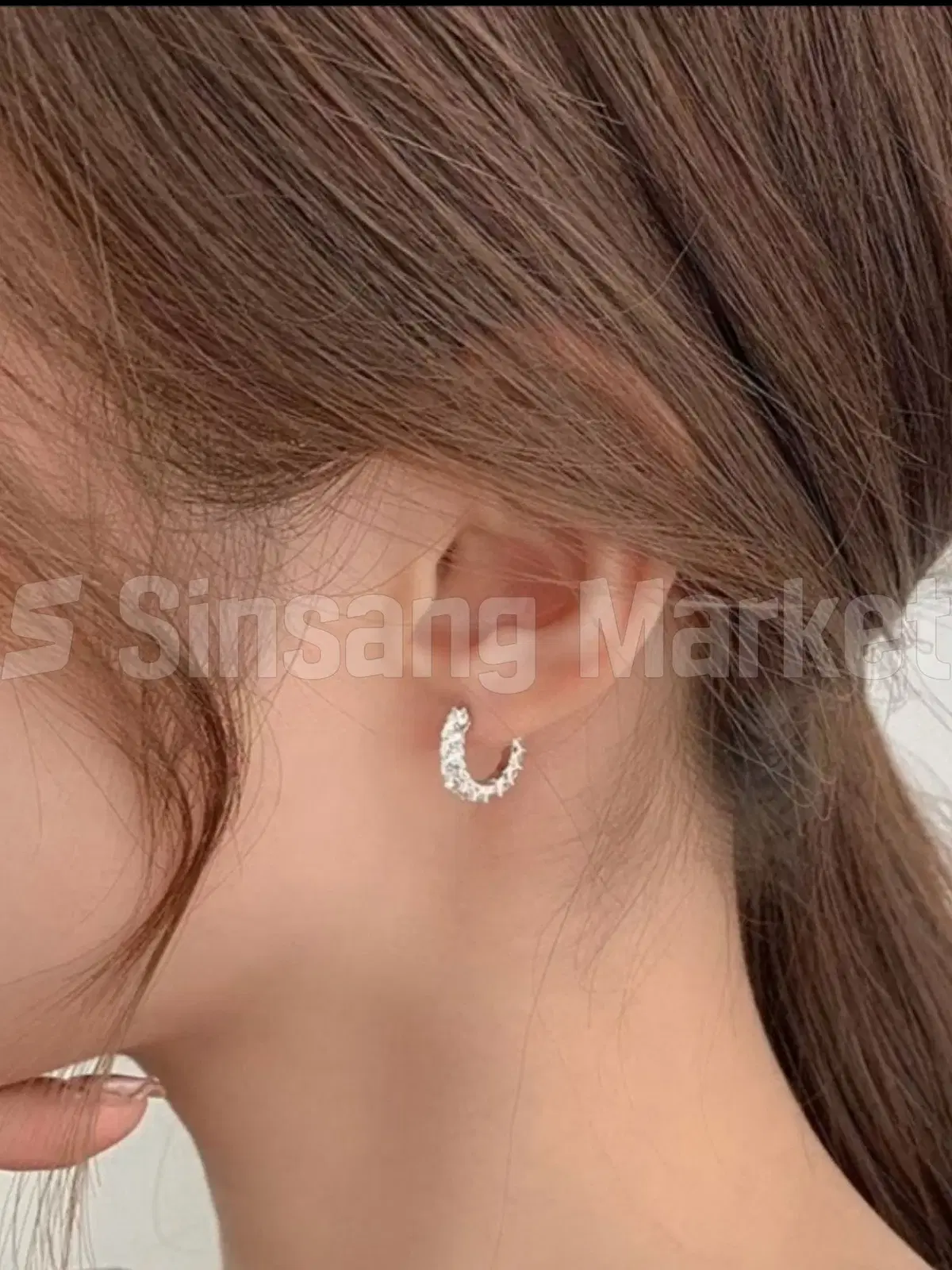 [빠른발송] 블링 라운드 원터치 귀걸이 실버925