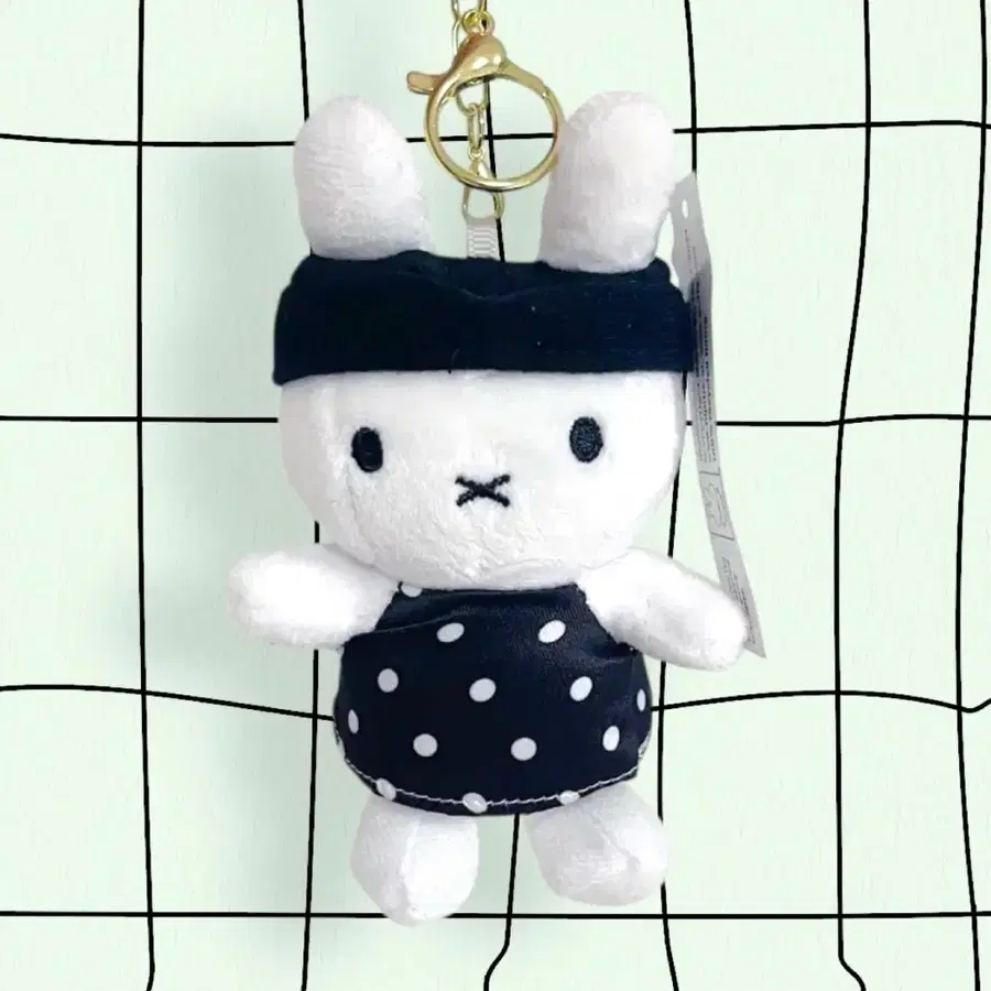 미피 블랙 땡땡이 원피스 인형 키링