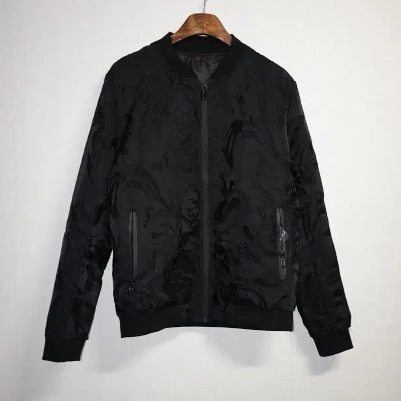 Slim Fit Black Jacquard Bomber Jacket