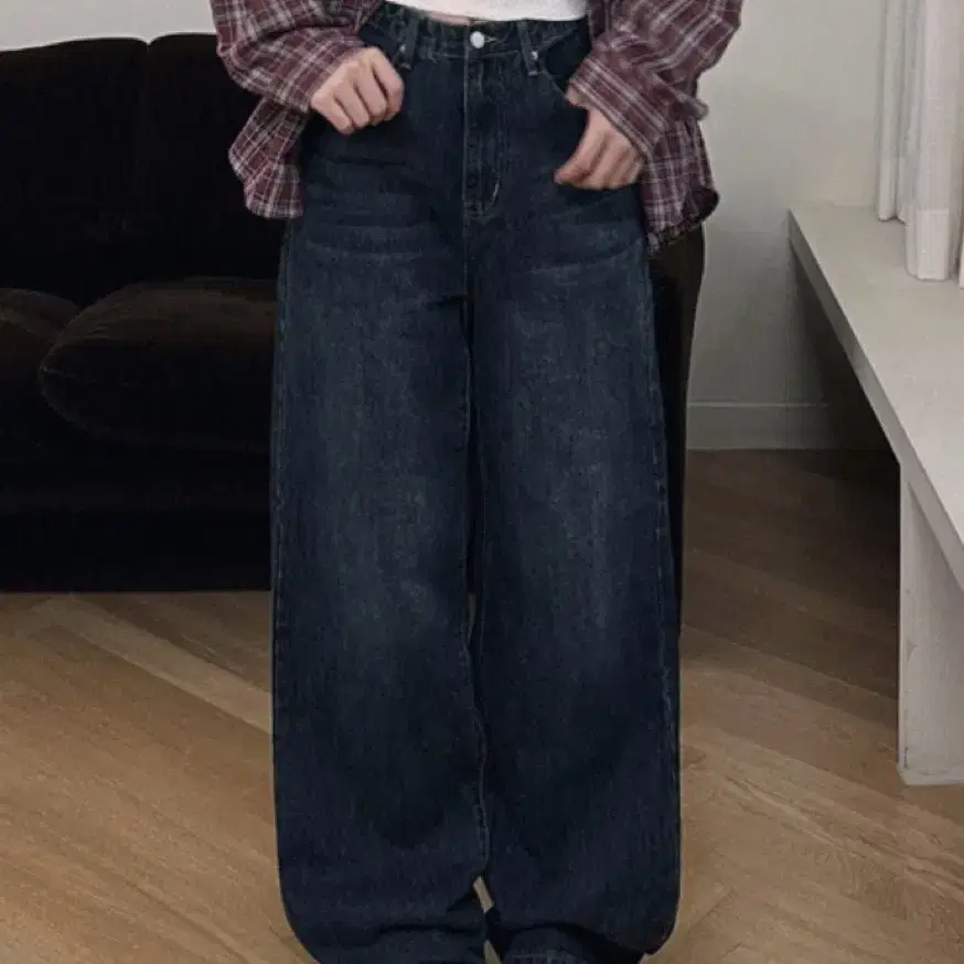 청바지 와이드 팬츠 진청