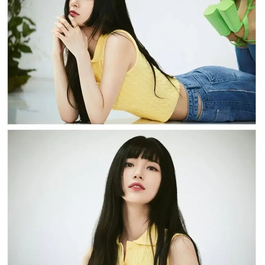 게스 케이블 카라넥 민소매 니트