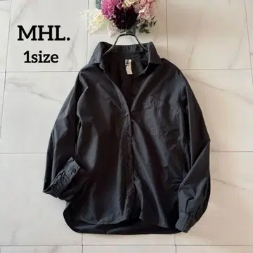 NO.6-254 MHL. 포켓 긴팔 셔츠 코튼 100 스미 블랙
