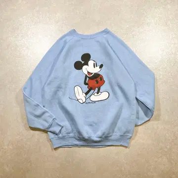 70s 80s USA제 Disney 화이트 발 미키 맨투맨 신 사이즈 새상품급