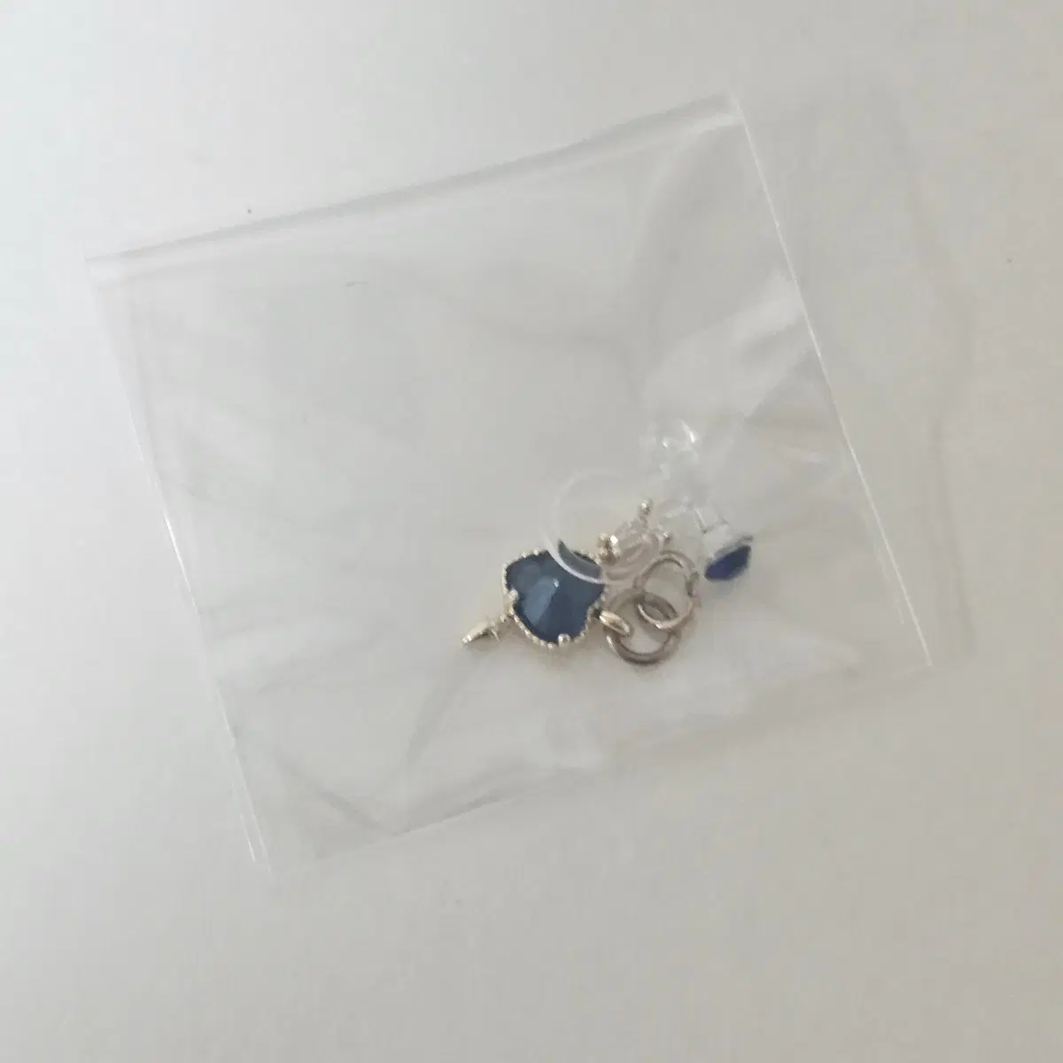 10cm인형옷 소품 하트 귀걸이 블루
