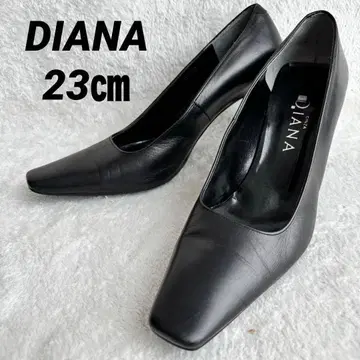 DIANA 다이애나 스퀘어토 펌프스 23cm 블랙 가죽 일본제