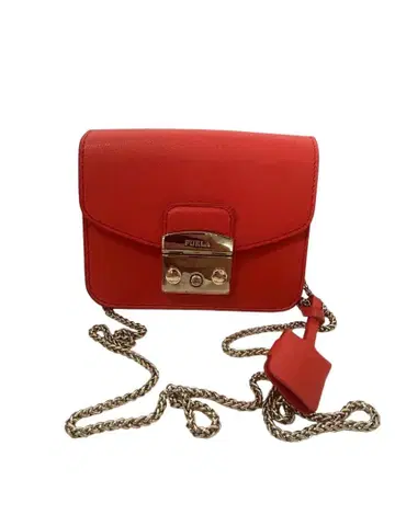 컨디션 최상 FURLA 훌라 메트로폴리스 미니 체인 숄더백 레드