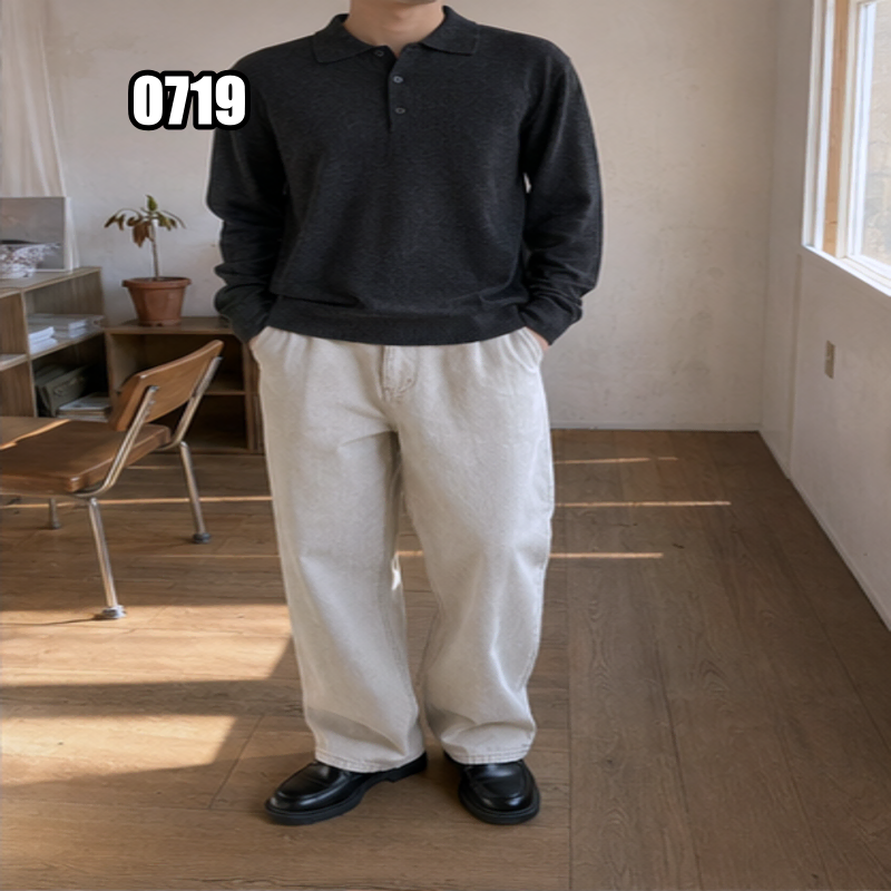 L 몽클레르 긴팔 카라 울 니트