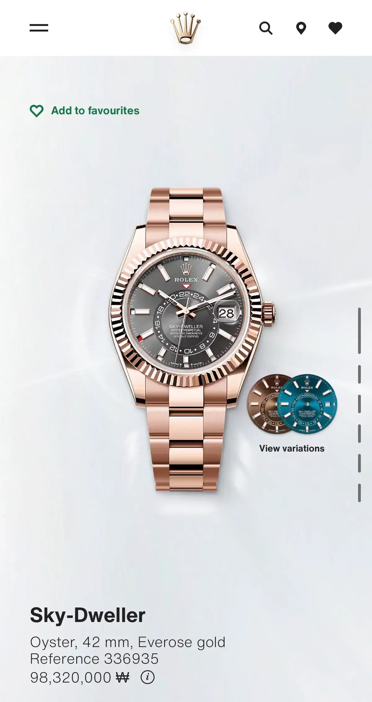 롤렉스 스카이드웰러 42MM 326935 로즈골드 금통 다크로듐 2018년06월식 풀구성품 초민트급 급매 및 교환 판매합니다.